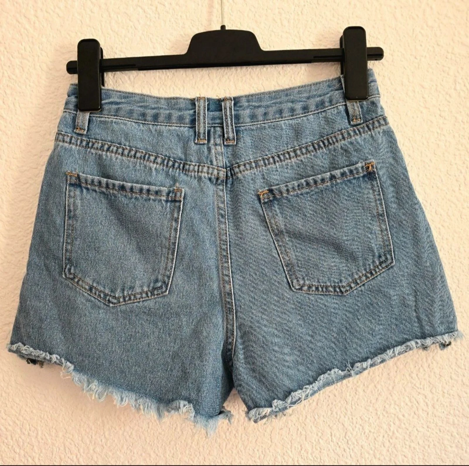 DAZY Shorts Jeans Azul Claro Cintura Alta Bainha Desfiada Verão Casual Festival Tamanho M – photo 2